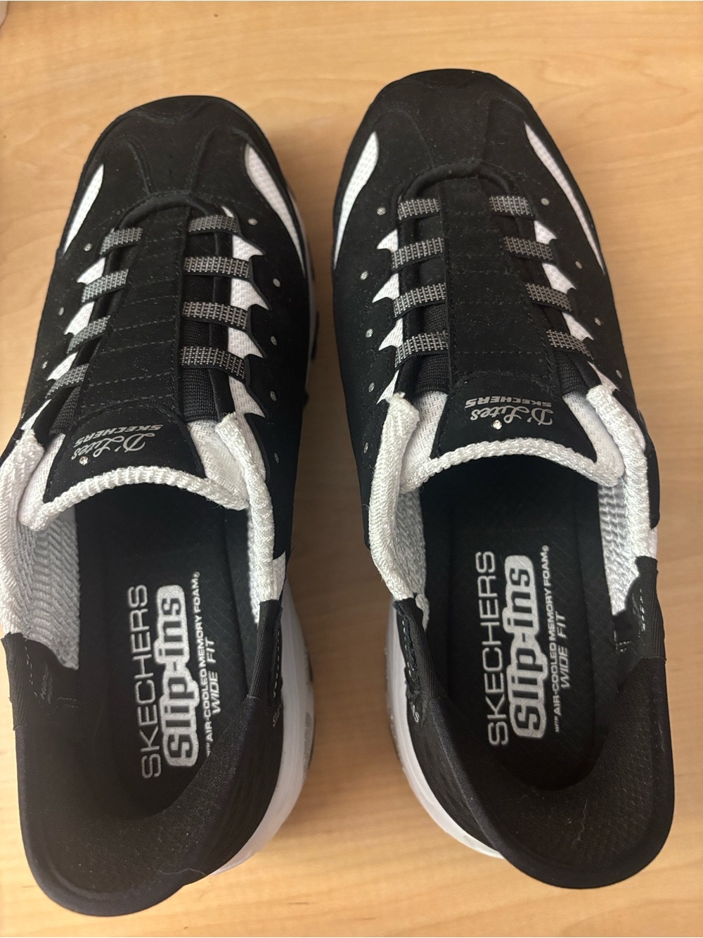 Skechers Black and White Slip in Shoes Womens